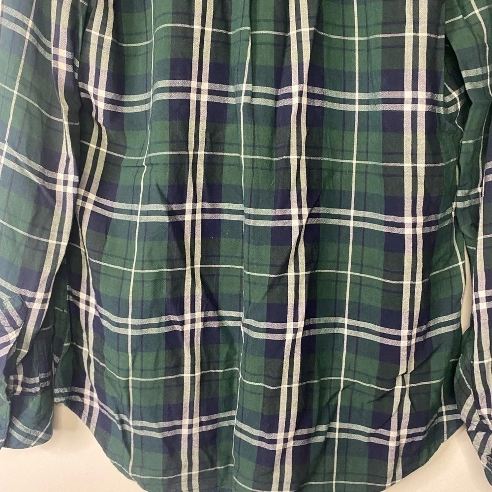 South Moon Under Green Blue Plaid Long Sleeve Button Down Western Shirt Small
